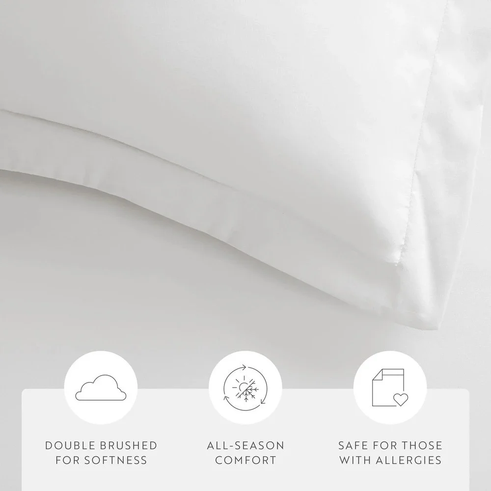 New Linens and Hutch 3-Piece King Essential Duvet Cover Set White Wrinkle Free
